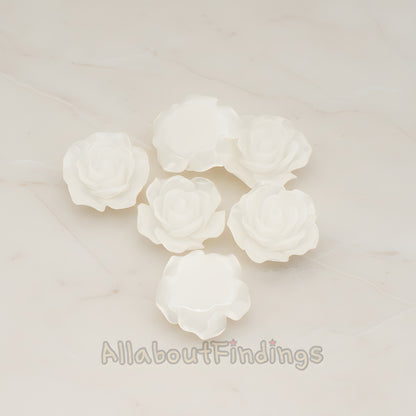 Angelique Rose Flower Flat Back Cabochon, 4 Pc (CB.157-01)