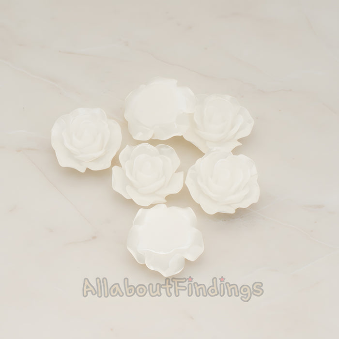 Angelique Rose Flower Flat Back Cabochon, 4 Pc (CB.157-01)