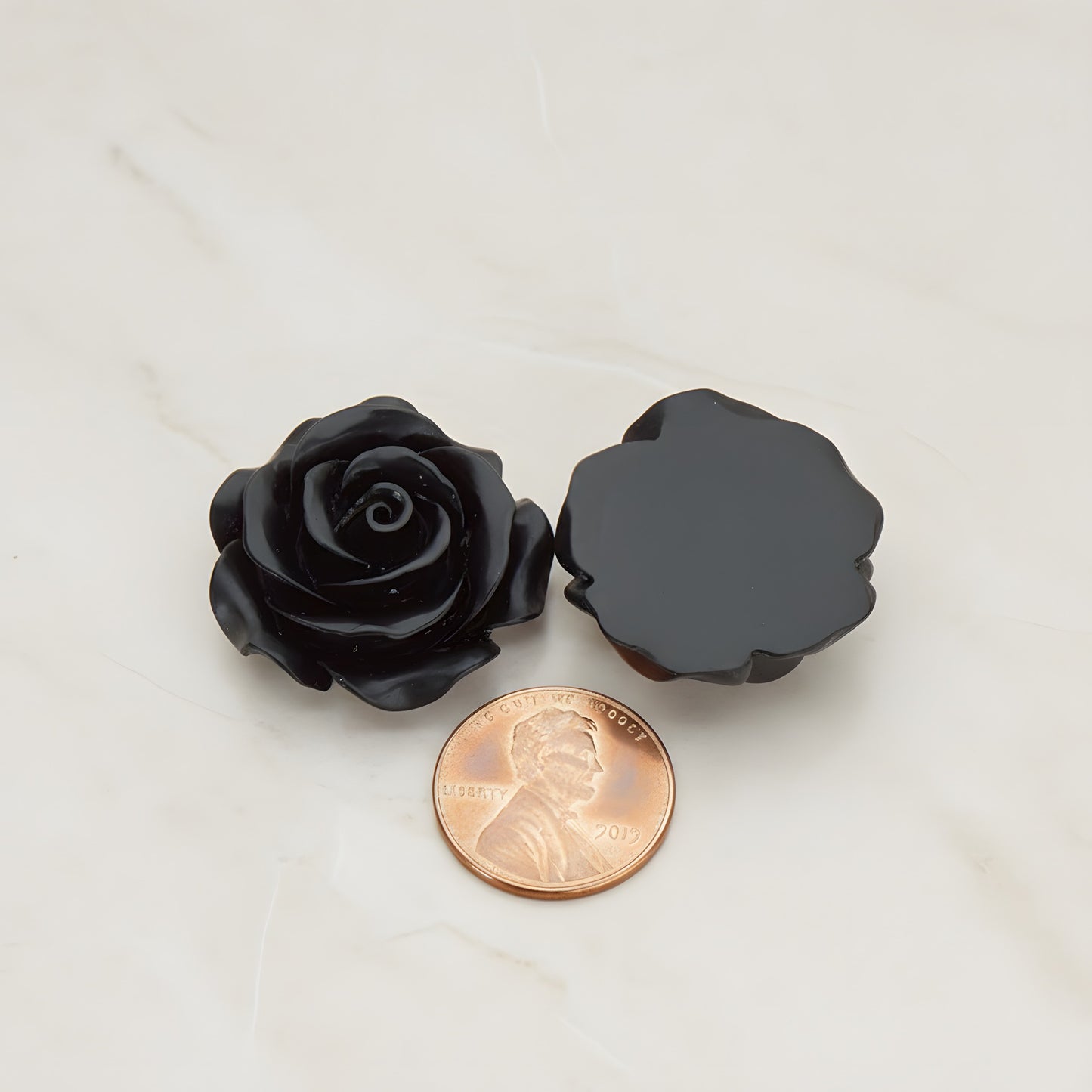Angelique Rose Flower Flat Back Cabochon, 2 Pc (CB.157-06)