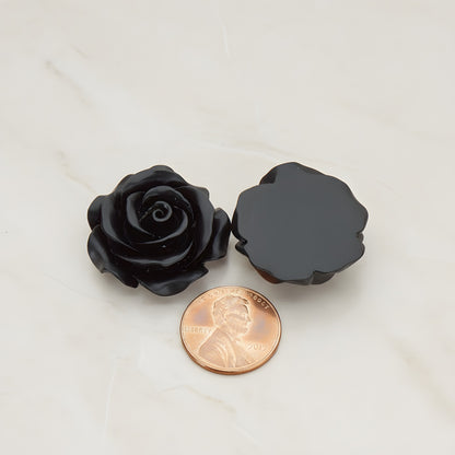 Angelique Rose Flower Flat Back Cabochon, 2 Pc (CB.157-06)