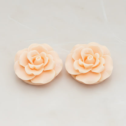 Ruffle Rose Flower Flat Back Cabochon, 2 Pc (CB.157)