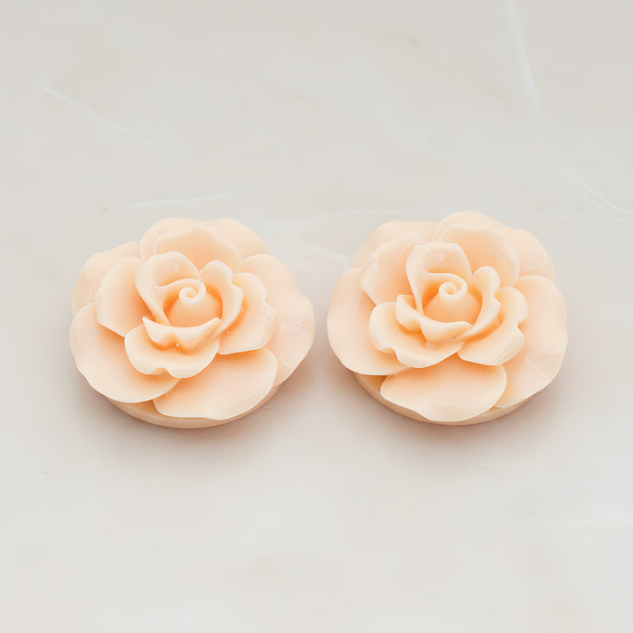 Ruffle Rose Flower Flat Back Cabochon, 2 Pc (CB.157)