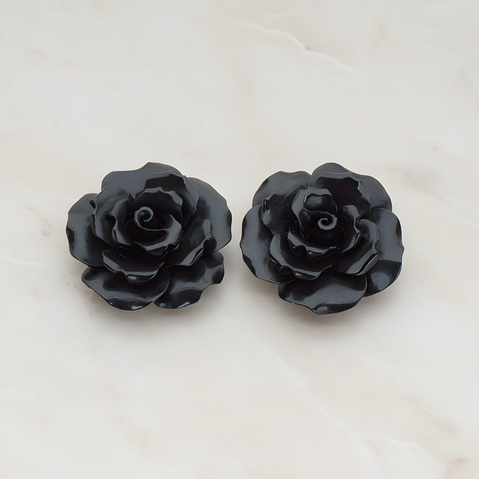 Ruffle Rose Flower Flat Back Cabochon, 2 Pc (CB.157)