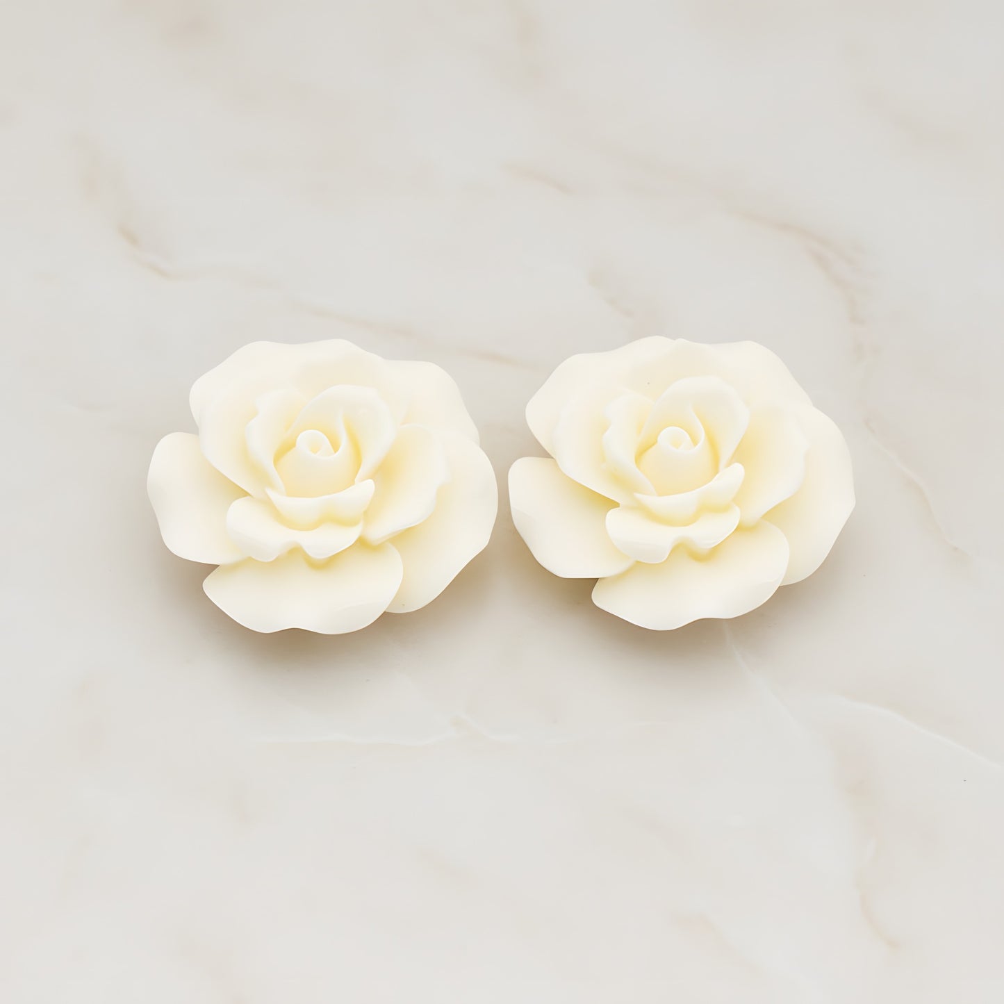 Ruffle Rose Flower Flat Back Cabochon, 2 Pc (CB.157)