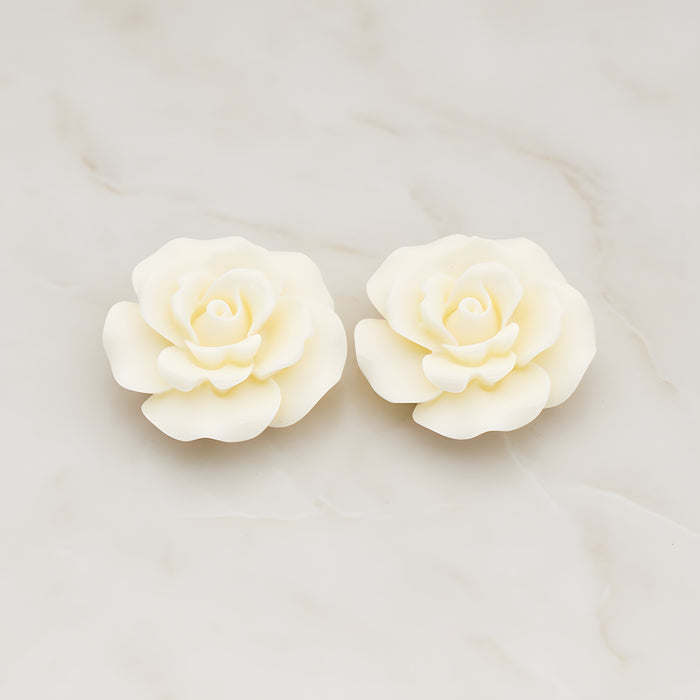 Ruffle Rose Flower Flat Back Cabochon, 2 Pc (CB.157)