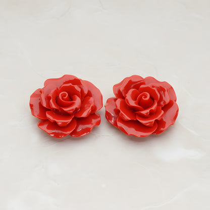 Ruffle Rose Flower Flat Back Cabochon, 2 Pc (CB.157)