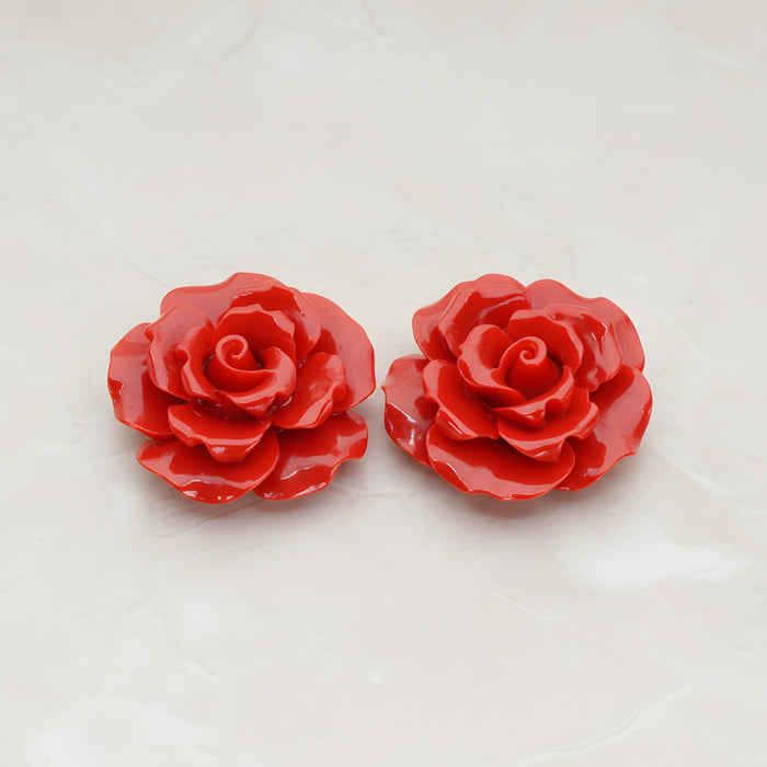 Ruffle Rose Flower Flat Back Cabochon, 2 Pc (CB.157)