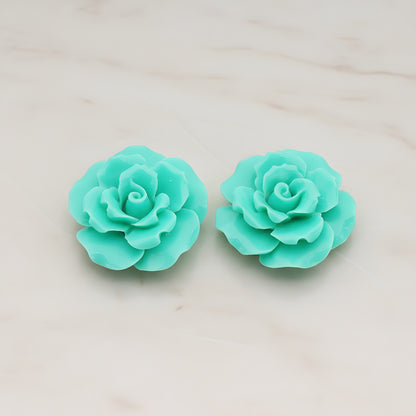 Ruffle Rose Flower Flat Back Cabochon, 2 Pc (CB.157)