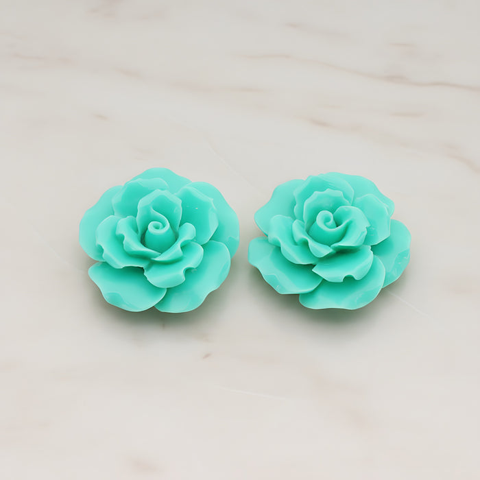 Ruffle Rose Flower Flat Back Cabochon, 2 Pc (CB.157)