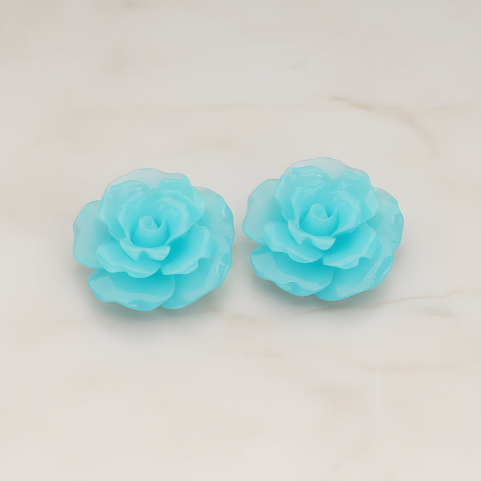 Ruffle Rose Flower Flat Back Cabochon, 2 Pc (CB.157)