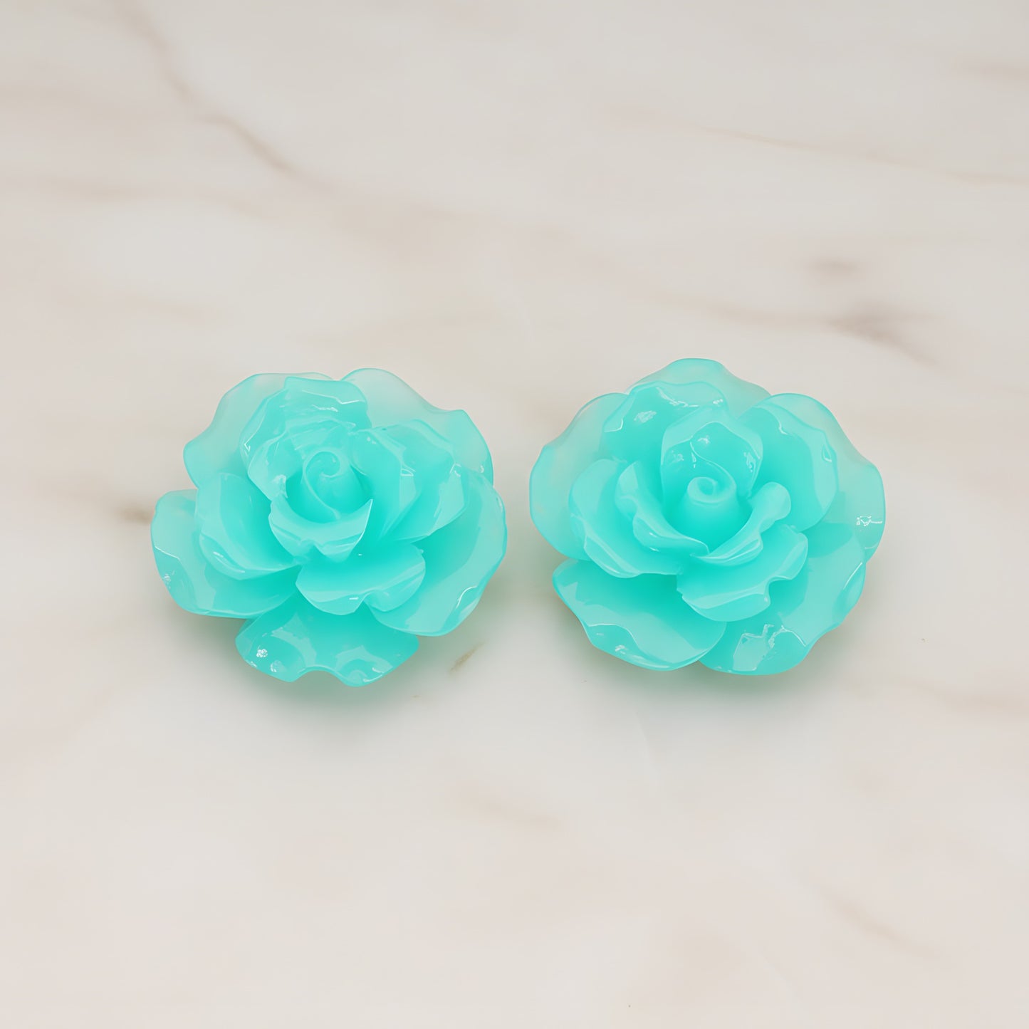 Ruffle Rose Flower Flat Back Cabochon, 2 Pc (CB.157)