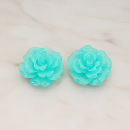 Ruffle Rose Flower Flat Back Cabochon, 2 Pc (CB.157)
