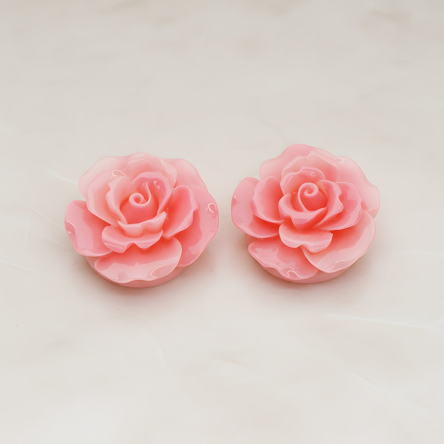 Ruffle Rose Flower Flat Back Cabochon, 2 Pc (CB.157)