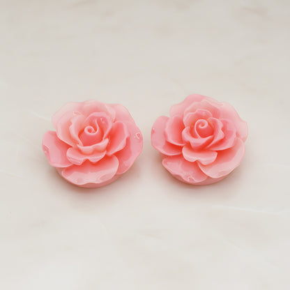 Ruffle Rose Flower Flat Back Cabochon, 2 Pc (CB.157)