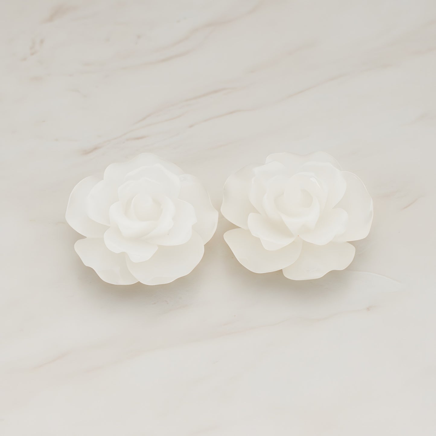 Ruffle Rose Flower Flat Back Cabochon, 2 Pc (CB.157)