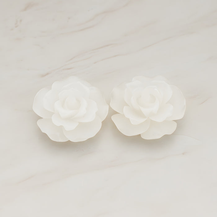 Ruffle Rose Flower Flat Back Cabochon, 2 Pc (CB.157)