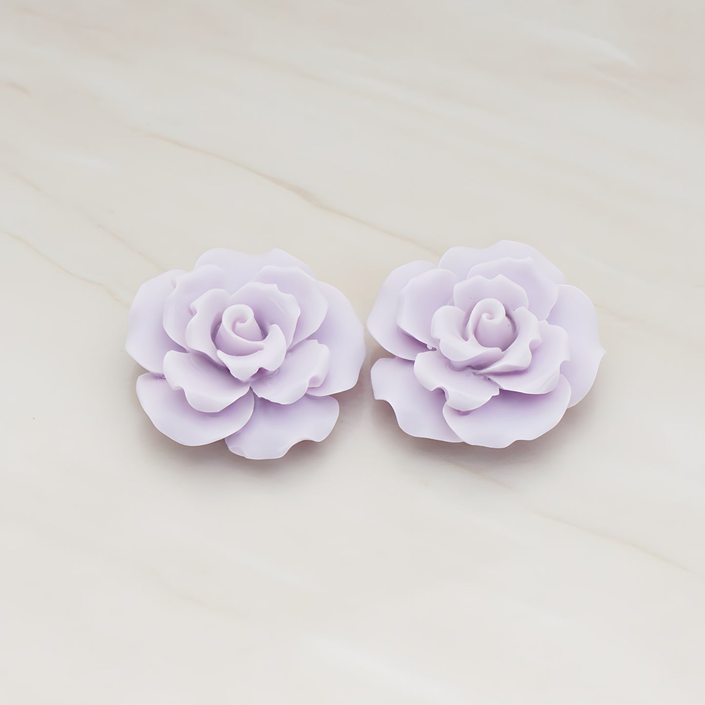 Ruffle Rose Flower Flat Back Cabochon, 2 Pc (CB.157)