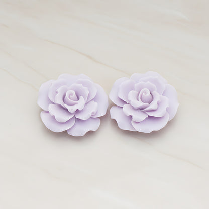 Ruffle Rose Flower Flat Back Cabochon, 2 Pc (CB.157)