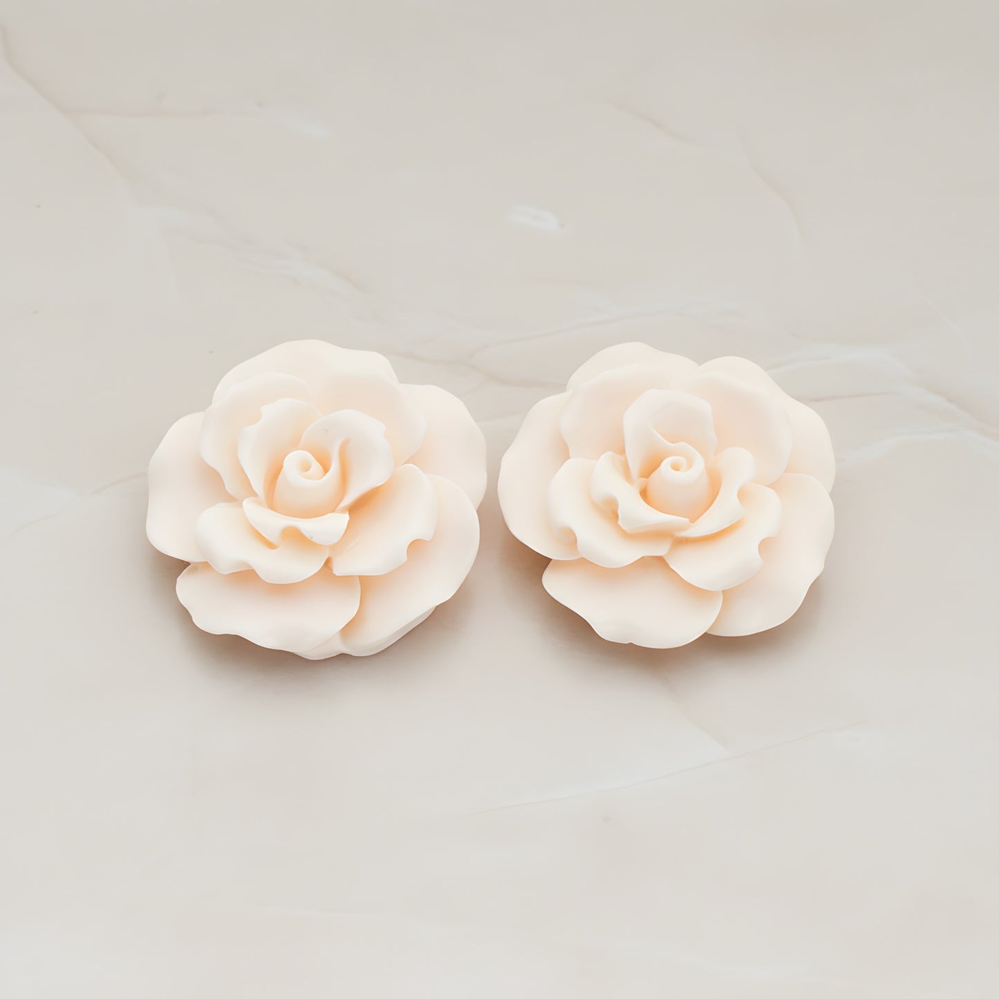 Ruffle Rose Flower Flat Back Cabochon, 2 Pc (CB.157)