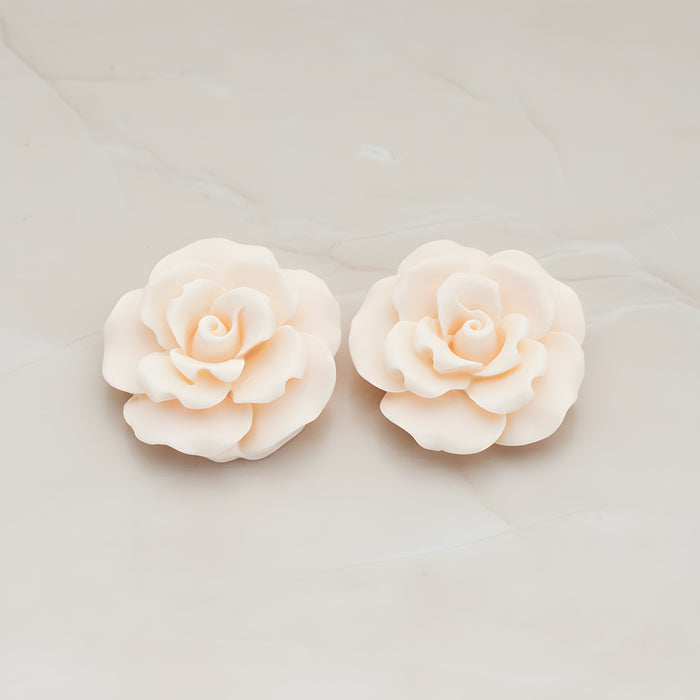 Ruffle Rose Flower Flat Back Cabochon, 2 Pc (CB.157)