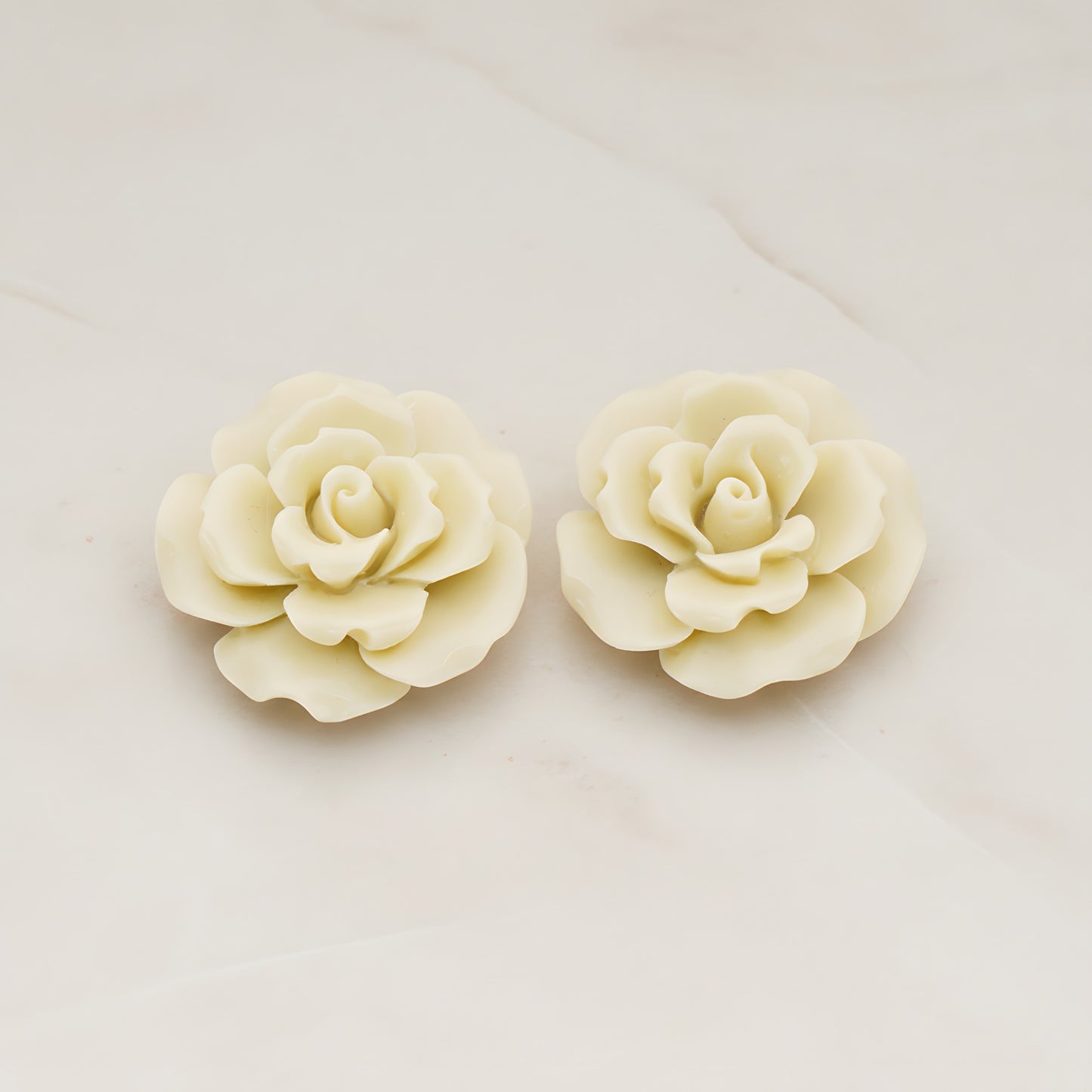 Ruffle Rose Flower Flat Back Cabochon, 2 Pc (CB.157)