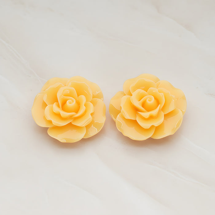 Ruffle Rose Flower Flat Back Cabochon, 2 Pc (CB.157)