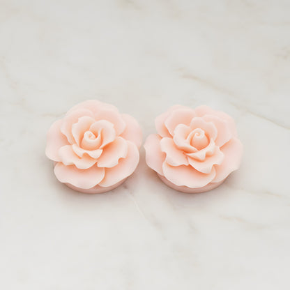 Ruffle Rose Flower Flat Back Cabochon, 2 Pc (CB.157)