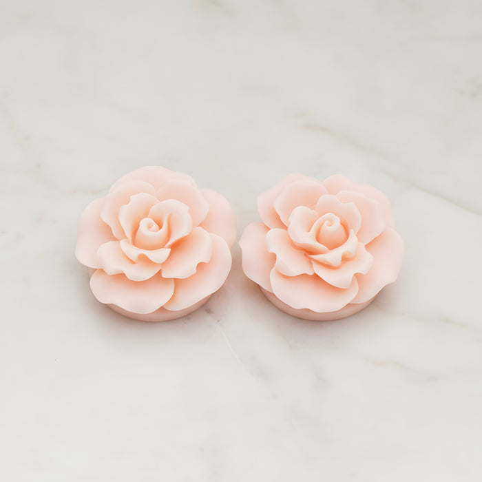 Ruffle Rose Flower Flat Back Cabochon, 2 Pc (CB.157)