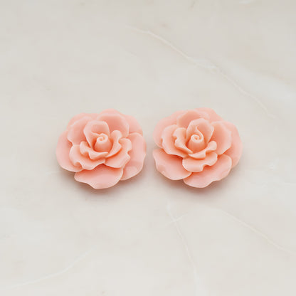 Ruffle Rose Flower Flat Back Cabochon, 2 Pc (CB.157)