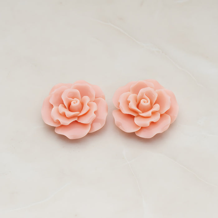 Ruffle Rose Flower Flat Back Cabochon, 2 Pc (CB.157)