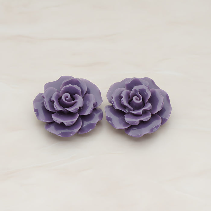 Ruffle Rose Flower Flat Back Cabochon, 2 Pc (CB.157)