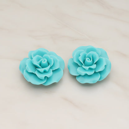 Ruffle Rose Flower Flat Back Cabochon, 2 Pc (CB.157)