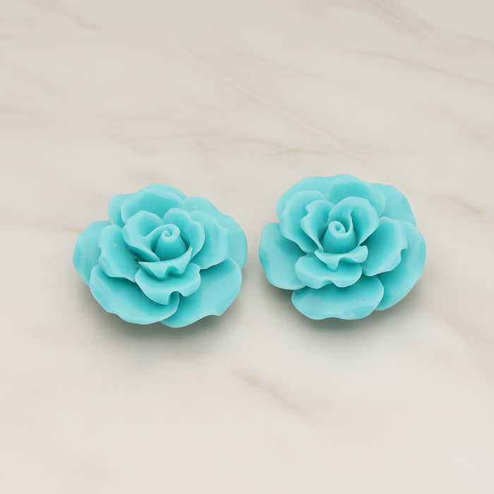 Ruffle Rose Flower Flat Back Cabochon, 2 Pc (CB.157)