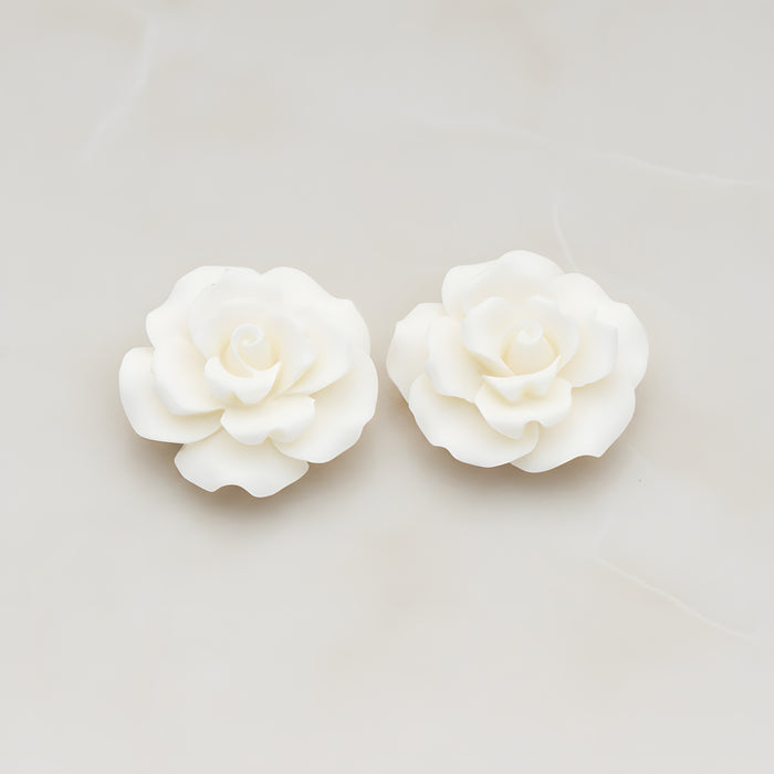 Ruffle Rose Flower Flat Back Cabochon, 2 Pc (CB.157)