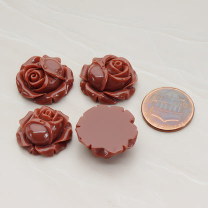 Rose Flower Flat Back Cabochon, 4 Pc (CB.176-02)
