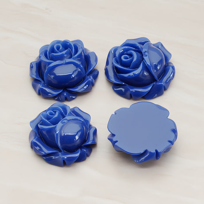 Rose Flower Flat Back Cabochon, 4 Pc (CB.176-02)