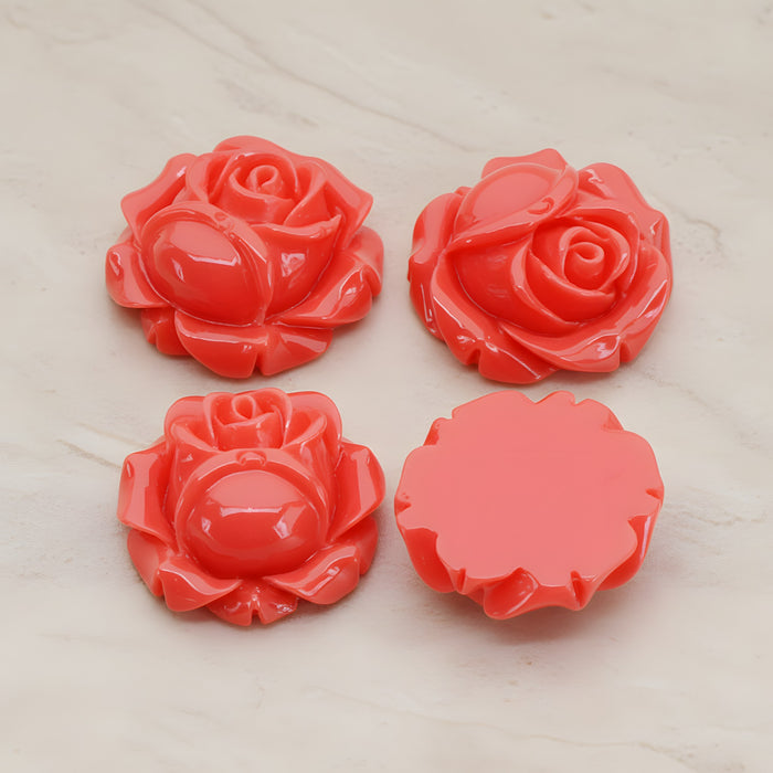 Rose Flower Flat Back Cabochon, 4 Pc (CB.176-02)