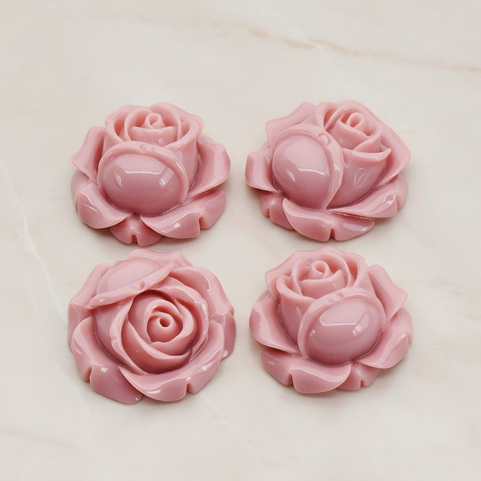 Rose Flower Flat Back Cabochon, 4 Pc (CB.176-02)