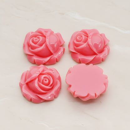 Rose Flower Flat Back Cabochon, 4 Pc (CB.176-02)