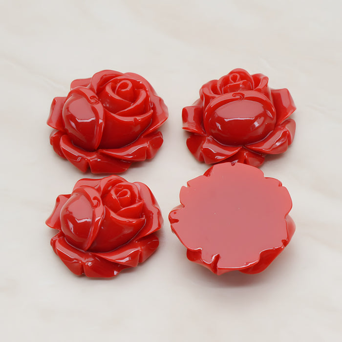 Rose Flower Flat Back Cabochon, 4 Pc (CB.176-02)