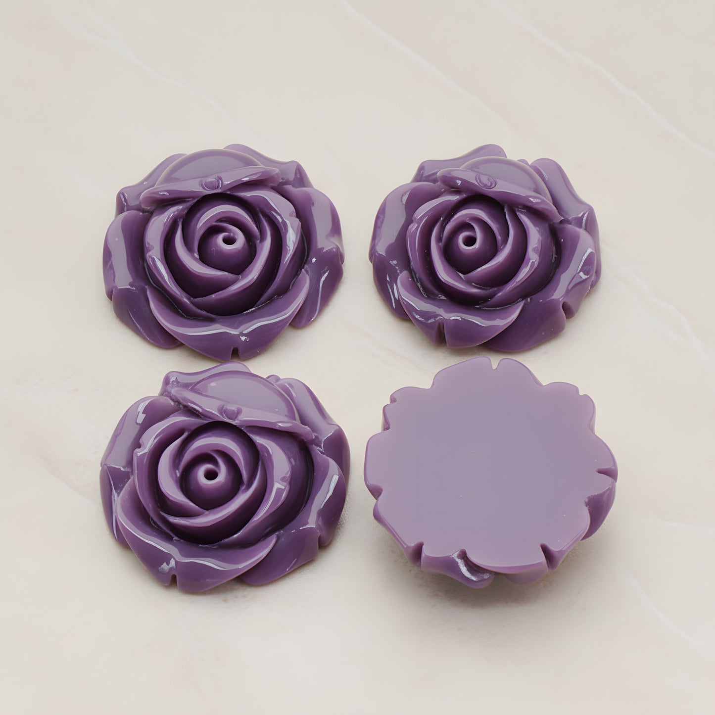 Rose Flower Flat Back Cabochon, 4 Pc (CB.176-02)