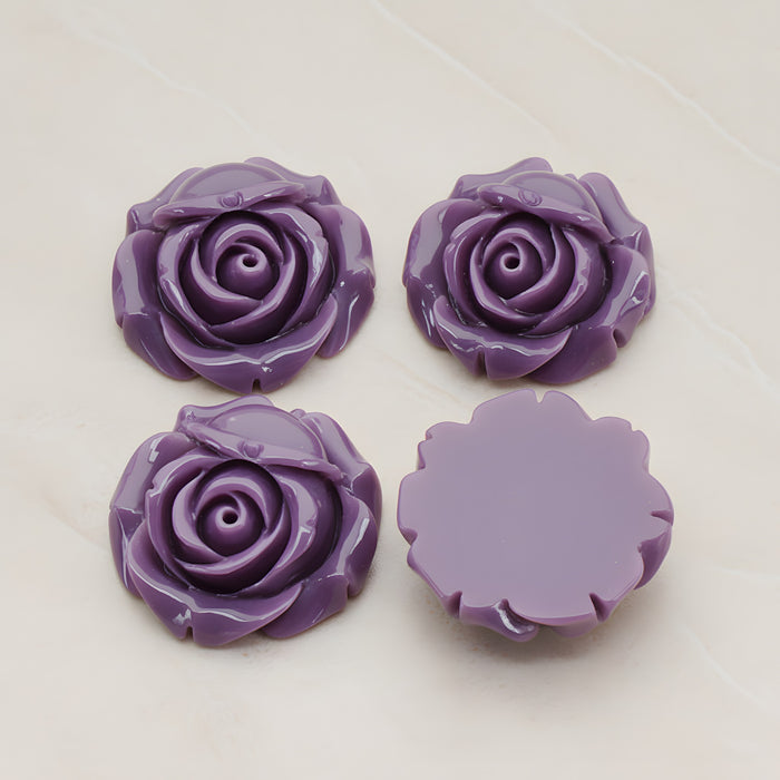 Rose Flower Flat Back Cabochon, 4 Pc (CB.176-02)