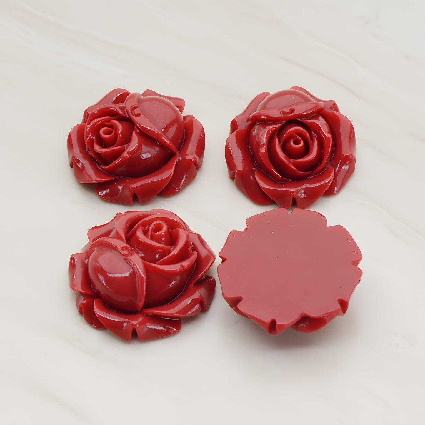 Rose Flower Flat Back Cabochon, 4 Pc (CB.176-02)