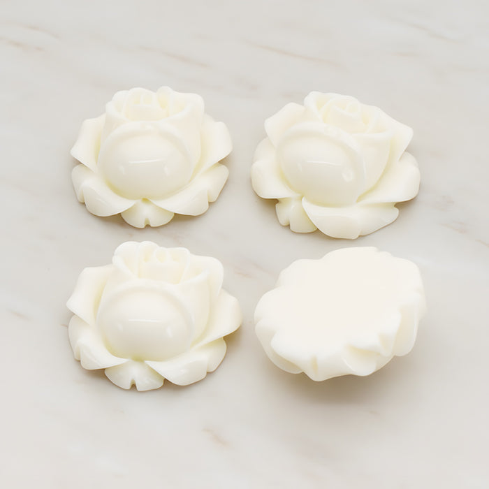Rose Flower Flat Back Cabochon, 4 Pc (CB.176-02)