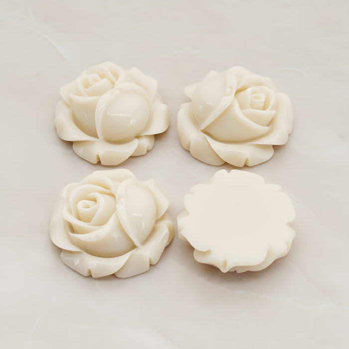 Rose Flower Flat Back Cabochon, 4 Pc (CB.176-02)