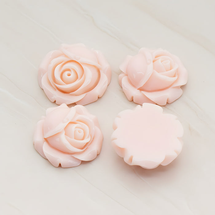 Rose Flower Flat Back Cabochon, 4 Pc (CB.176-02)