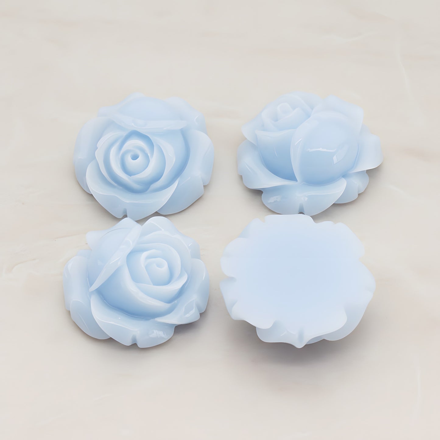Rose Flower Flat Back Cabochon, 4 Pc (CB.176-02)