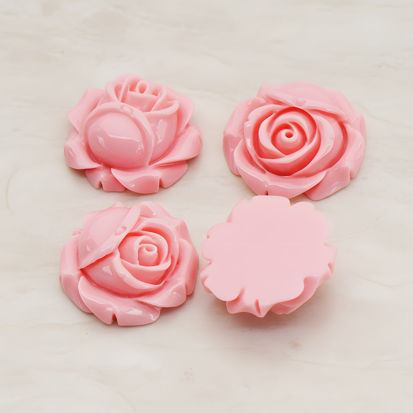 Rose Flower Flat Back Cabochon, 4 Pc (CB.176-02)