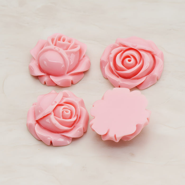 Rose Flower Flat Back Cabochon, 4 Pc (CB.176-02)