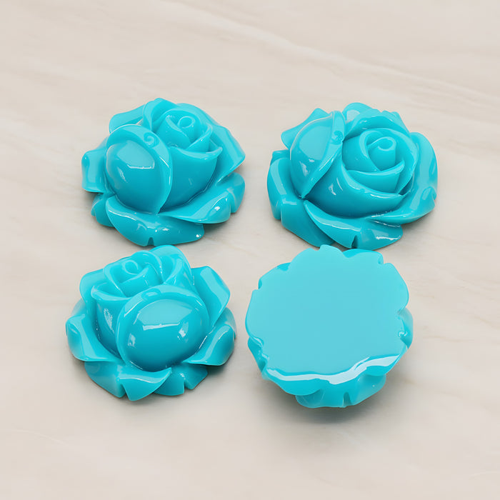 Rose Flower Flat Back Cabochon, 4 Pc (CB.176-02)